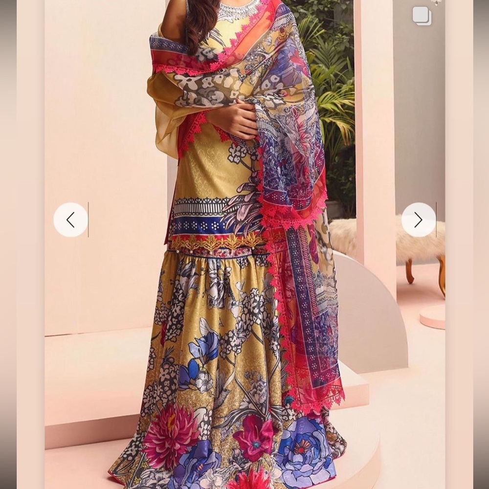 Nomi Ansari Gold Hour kurta and gharara set with dupatta